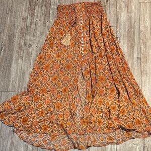 Rachel Zoe Vibrant Orange Floral Maxi Skirt